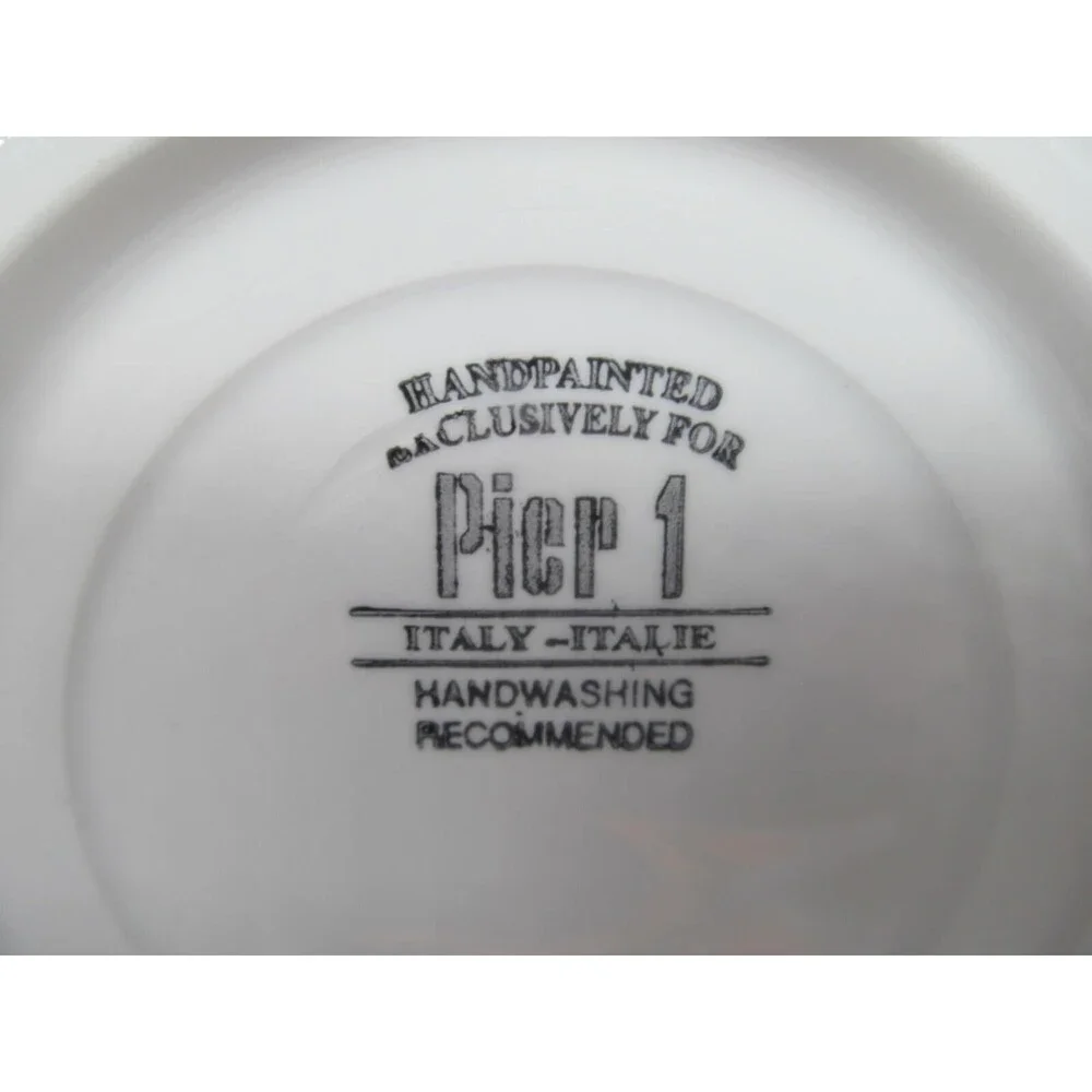 Pier 1 Soup Bowl Italy orange stripes and dots 9